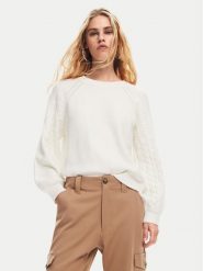 Desigual Sweter Regina 24WWJF35 Biały Regular Fit. Białe swetry nierozpinane damskie Desigual, xl, bez wzorów, z syntetyku, bez kołnierzyka, bez ramiączek. Za 189.99 zł.
