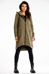Długa bluza damska z kapturem i kieszeniami khaki. Brązowe bluzy damskie Infinite You, l, bez wzorów, z bawełny, eleganckie, bez ramiączek, z kapturem. Za 299.00 zł.