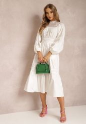 Biała Sukienka Diomime. Białe sukienki damskie Renee, na imprezę, l, z aplikacjami, z koronki, boho, bez kołnierzyka, bez ramiączek, midi. Za 179.99 zł.