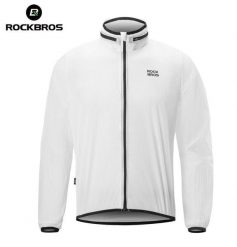 Męska odblaskowa kurtka rowerowa ROCKBROS. Białe kurtki sportowe męskie ROCKBROS, l, bez wzorów, z materiału, bez kaptura, na fitness i siłownię. Za 274.96 zł.