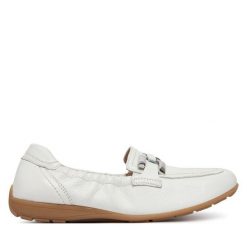 Półbuty Caprice. Białe półbuty damskie Caprice, bez wzorów, bez obcasa, na płaskiej podeszwie, bez zapięcia. Za 439.99 zł.