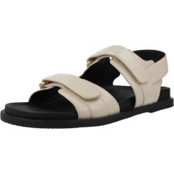 Sandały GEOX D ADELASH Beżowy. Brązowe sandały damskie Geox, bez wzorów, ze skóry, bez obcasa, bez zapięcia. Za 398.99 zł.