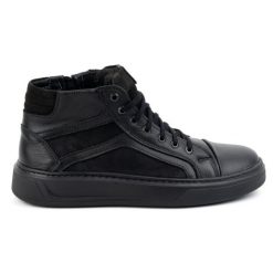 KOMODO Buty męskie skórzane zimowe sneakersy 886K Czarne. Czarne botki męskie na zimę, bez wzorów, bez obcasa, bez zapięcia. Za 438.49 zł.