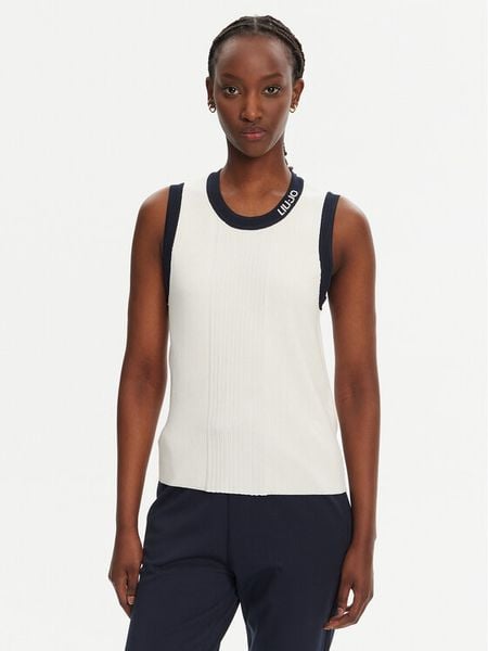 Liu Jo Sport Sweter TA5092 MS022 Biały Regular Fit. Białe swetry nierozpinane damskie Liu Jo Sport, s, bez wzorów, z syntetyku, sportowe, bez kołnierzyka, bez ramiączek. Za 279.99 zł.