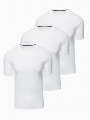 Zestaw męskich t-shirtów z okrągłym dekoltem – biały V1 Z102 - XXL. Białe t-shirty męskie Ombre Clothing, l, bez wzorów, z bawełny, bez kołnierzyka, bez ramiączek. W wyprzedaży za 139.99 zł.