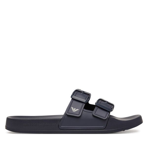 Klapki Emporio Armani. Niebieskie klapki męskie Emporio Armani, bez wzorów, bez zapięcia. Za 276.99 zł.