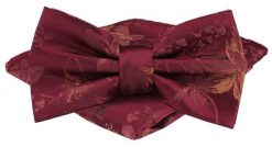 Mucha Męska w Zestawie z Poszetką - Alties - Bordo w Kwiaty. Czerwone krawaty i muchy Alties, bez wzorów, eleganckie. Za 65.00 zł.