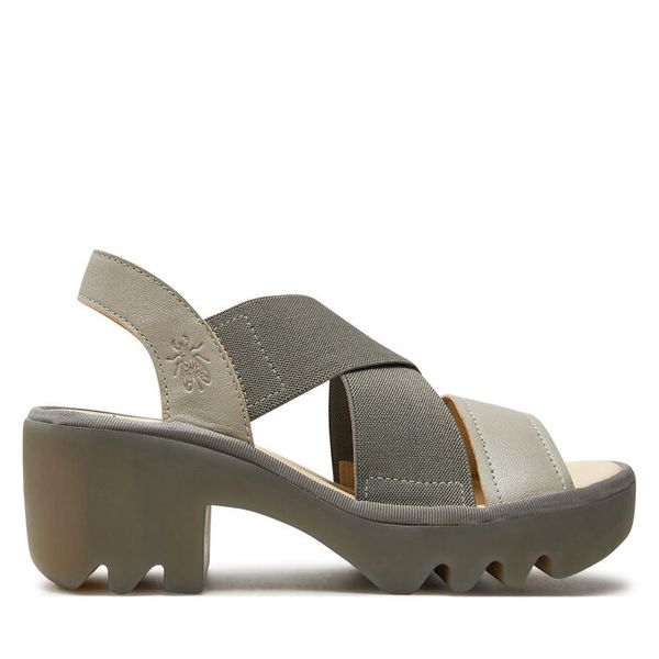 Sandały Fly London. Szare sandały damskie Fly London, bez wzorów, bez obcasa, na słupku, bez zapięcia. Za 350.99 zł.