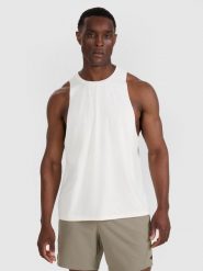 4F Tank top treningowy szybkoschnący męski - biały XL. Białe t-shirty męskie 4F, m, bez wzorów, z dzianiny, bez kołnierzyka, bez ramiączek. Za 99.99 zł.