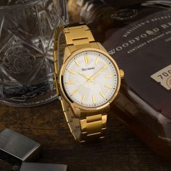 Zegarek męski bransoleta duży solidny złoty glob premium Beltimore BT01. Żółte zegarki męskie bez wzorów, złote. Za 147.99 zł.