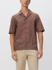 Koszula regular z bawełny egipskiej - brązowy. Brązowe koszule męskie Reserved, l, bez wzorów, z bawełny, bez kołnierzyka, bez ramiączek. Za 139.99 zł.