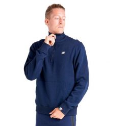 Bluza z bawełna z zamek błyskawiczny na czas wolny. Niebieskie bluzy męskie LEONE 1947 APPAREL, bez wzorów, z bawełny, sportowe, bez ramiączek, bez kaptura. W wyprzedaży za 149.08 zł.