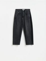 Jeansy barrel leg - czarny. Czarne jeansy damskie Reserved, bez wzorów, z bawełny. Za 139.99 zł.
