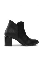 Lasocki Botki 5556-01 Czarny. Czarne botki damskie Lasocki, bez wzorów, ze skóry, bez obcasa, na słupku, bez zapięcia. Za 139.99 zł.