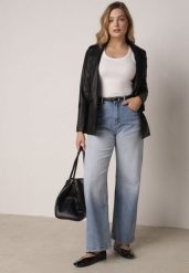 Niebieskie Szerokie Jeansy z Bawełną i Wysokim Stanem z Efektem Gradientu Canine. Niebieskie jeansy damskie Born2be, bez wzorów, z bawełny, eleganckie, z podwyższonym stanem. Za 119.99 zł.