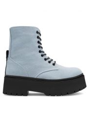 Jenny Fairy Trzewiki MARIKA HY13122-1 Błękitny. Niebieskie botki damskie Jenny Fairy, bez wzorów, z materiału, bez obcasa, na płaskiej podeszwie, bez zapięcia. Za 129.99 zł.