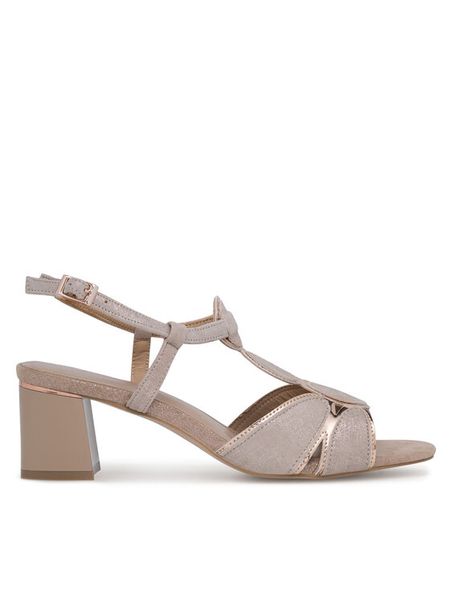 Lasocki Sandały WYL3454-7Z Beżowy. Brązowe sandały damskie Lasocki, bez wzorów, ze skóry, bez obcasa, na słupku, bez zapięcia. Za 229.99 zł.