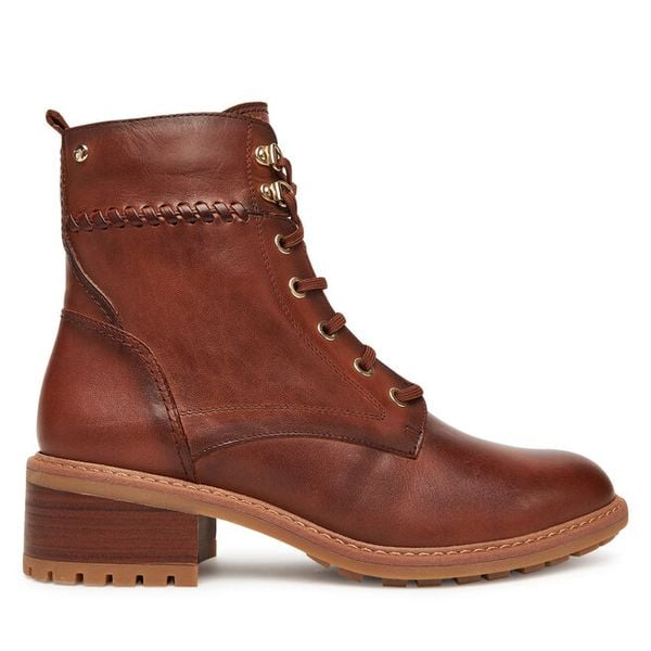 Trzewiki Pikolinos. Brązowe botki damskie Pikolinos, bez wzorów, bez obcasa, na słupku, bez zapięcia. Za 539.99 zł.