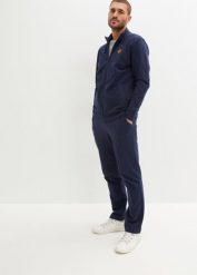 Dres sportowy z bawełny organicznej (2 części). Niebieskie bluzy sportowe męskie bonprix, m, bez wzorów, z bawełny, bez kaptura. Za 229.99 zł.