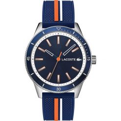 Zegarek kwarcowy "Key West" w kolorze granatowo-srebrnym. Niebieskie, analogowe zegarki męskie Tommy Hilfiger & Lacoste, bez wzorów, srebrne. W wyprzedaży za 482.95 zł.