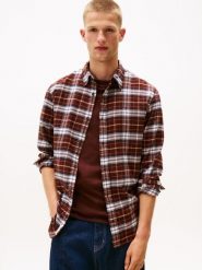 Tommy Jeans koszula casual Mężczyźni Regular Fit Bawełna brązowy, L. Brązowe koszule męskie Tommy Jeans, l, bez wzorów, z bawełny, casualowe, bez kołnierzyka, bez ramiączek. Za 279.95 zł.