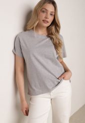 Szary T-shirt Bawełniany Klasyczny o Fasonie Oversize z Dłuższym Tyłem Nemedora. Szare t-shirty damskie Born2be, m, bez wzorów, z bawełny, eleganckie, bez kołnierzyka, bez ramiączek. Za 39.99 zł.
