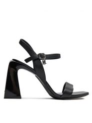 KARL LAGERFELD Sandały KL33124 Czarny. Czarne sandały damskie KARL LAGERFELD, bez wzorów, ze skóry, bez obcasa, na słupku, bez zapięcia. W wyprzedaży za 549.99 zł.