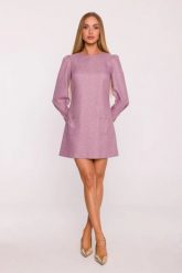 Elegancka sukienka tweedowa trapezowa mini różowa. Czerwone sukienki damskie MOE, do pracy, xl, bez wzorów, z dzianiny, biznesowe, bez kołnierzyka, bez ramiączek, mini, dopasowane. Za 319.00 zł.