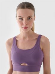 4F Biustonosz do jogi i pilatesu z niskim wsparciem - fioletowy S. Fioletowe bielizna sportowa damska 4F, s, bez wzorów, z dzianiny. W wyprzedaży za 59.99 zł.