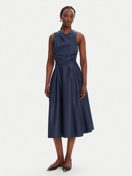 Elisabetta Franchi Sukienka koktajlowa AB-T52-52E2-V440 Granatowy Regular Fit. Niebieskie sukienki damskie Elisabetta Franchi, bez wzorów, z bawełny, wizytowe, bez kołnierzyka, bez ramiączek. Za 1,049.00 zł.