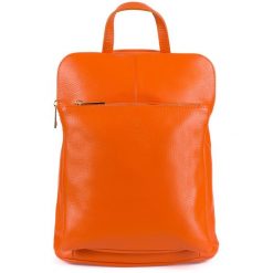 Plecak skórzany torebka 2w1 Vera Pelle S40 pomarańczowy. Brązowe plecaki damskie bez wzorów, ze skóry, eleganckie. Za 249.99 zł.