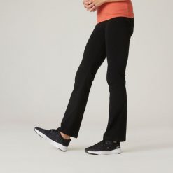 Legginsy fitness damskie Domyos. Czarne legginsy damskie DOMYOS, bez wzorów, z bawełny. Za 69.99 zł.