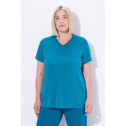 Damskie Bluzka funkcyjna antybakteryjny materiał dekolt w serek rękaw 1/2. Zielone koszulki sportowe damskie Ulla Popken, plus size, bez wzorów, z materiału, bez ramiączek. Za 195.99 zł.