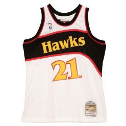 Koszulka NBA Atlanta Hawks Dominique Wilkins. Białe bluzki damskie Mitchell & Ness, bez wzorów, sportowe, bez kołnierzyka, bez ramiączek. Za 577.00 zł.