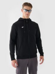 4F Bluza dresowa rozpinana z kapturem męska - czarna XXL. Czarne bluzy męskie 4F, m, bez wzorów, z bawełny, z kapturem. Za 189.99 zł.