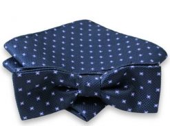 Granatowa Mucha z Granatową Poszetką, Męska. Niebieskie krawaty i muchy Alties, bez wzorów, eleganckie. Za 54.00 zł.