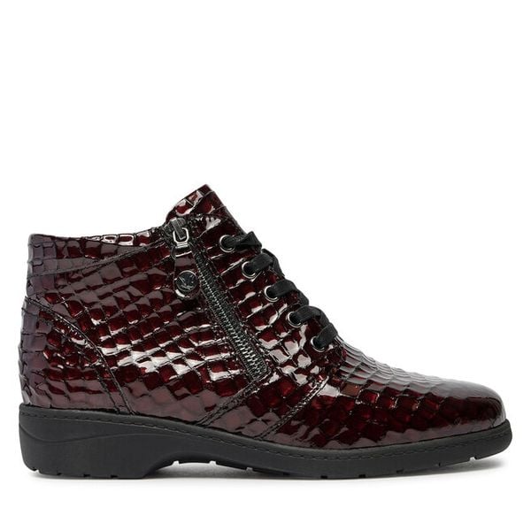 Trzewiki Caprice. Czerwone botki damskie Caprice, bez wzorów, bez obcasa, na płaskiej podeszwie, bez zapięcia. Za 289.99 zł.