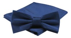 Mucha Męska z Poszetką w Zestawie - Alties - Jasny Granat. Niebieskie krawaty i muchy Alties, bez wzorów, eleganckie. Za 54.00 zł.