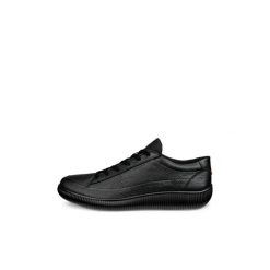 Błyszczące skórzane trampki Ecco Soft Zero. Czarne trampki męskie ecco, bez wzorów, ze skóry, eleganckie, bez zapięcia. Za 647.45 zł.
