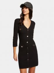 Morgan Sukienka dzianinowa 241-RMLILY Czarny Slim Fit. Czarne sukienki damskie Morgan, m, bez wzorów, z dzianiny, bez kołnierzyka, bez ramiączek. Za 229.99 zł.