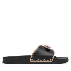 Klapki Scholl. Czarne klapki damskie Scholl, bez wzorów, bez obcasa, bez zapięcia. Za 169.99 zł.