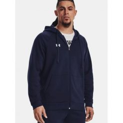 Bluza Męska Rozpinana Sportowa Under Armour Rival Fleece Fz Hoodie. Niebieskie bluzy sportowe męskie Under Armour, m, bez wzorów, z kapturem, na fitness i siłownię. Za 349.99 zł.