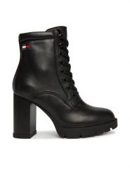 Tommy Jeans Botki Tjw Lace Up High Heel Boots EN0EN03109 Czarny. Czarne botki damskie Tommy Jeans, bez wzorów, z jeansu, bez obcasa, na słupku, bez zapięcia. Za 699.99 zł.