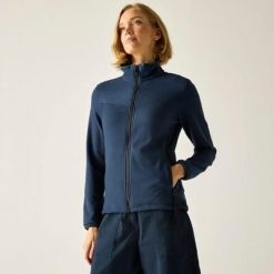 Bluza polarowa damska Florena z zamkiem błyskawicznym. Niebieskie bluzy damskie Regatta, bez wzorów, z elastanu, bez ramiączek, bez kaptura. Za 298.00 zł.