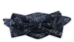 Mucha Męska z Poszetką - Alties - Granat w Kwiatowy Nadruk. Niebieskie krawaty i muchy Alties, bez wzorów, eleganckie. Za 54.00 zł.