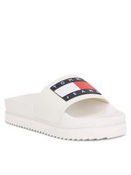 Tommy Jeans Klapki Tjw Elevated Flatform Slide EN0EN02451 Écru. Klapki damskie Tommy Jeans, bez wzorów, z jeansu, bez obcasa, bez zapięcia. Za 199.99 zł.