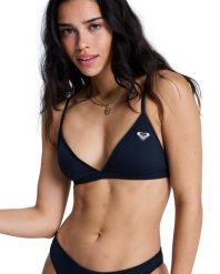 Trójkątny stanik bikini dla Kobiety SOLID ESSENTIALS Czarny. Szare stroje kąpielowe damskie Roxy, xl, bez wzorów, z elastanu. Za 109.99 zł.
