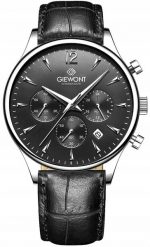 Zegarek Giewont Zegarek Męski Chronograph Sapphire Czarno Srebrny GW6310-A2. Czarne zegarki męskie Giewont, bez wzorów, srebrne. Za 213.53 zł.