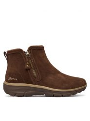 Skechers Botki Easy Going - Urban Zip 168188 Brązowy. Brązowe botki damskie Skechers, bez wzorów, ze skóry, bez obcasa, na płaskiej podeszwie, bez zapięcia. Za 399.99 zł.