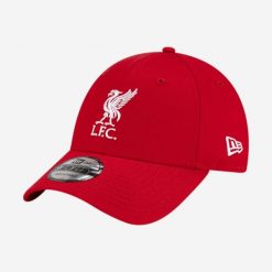 Czapka baseballówka z daszkiem New Era Liverpool FC. Czapki damskie New Era, bez wzorów, z bawełny, sportowe. Za 119.99 zł.